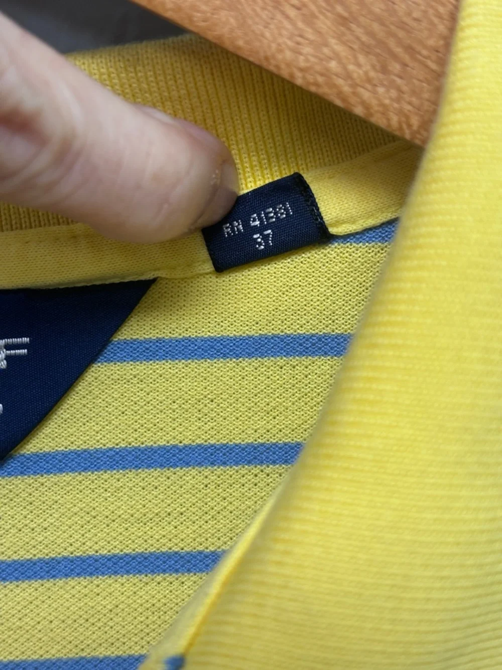 Ralph Lauren M’s Lg Polo Golf in Yellow with Navy Stripes. Pima Cotton. Soft!
